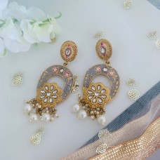 Grey Meenakari chaandbali