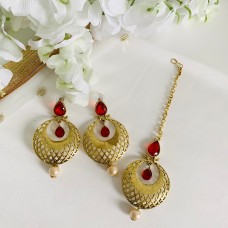 Red Maang Tika Set