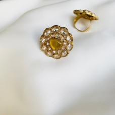 Golden Polki Studded Ring