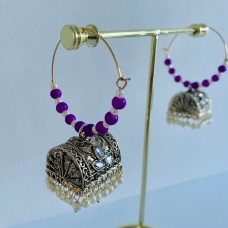 Purple Oxidised Hoop Earrings