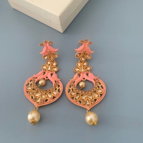 Pastel Pink Meenakari Saanvi Earrings