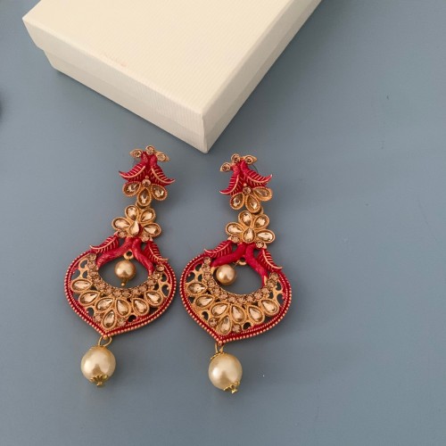 Red Meenakari Saanvi Earrings
