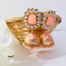 Peach Meenakari Jhumki/Earrings