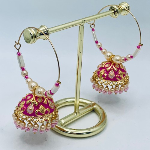 Magenta Lily Hoop Jhumki