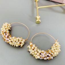 Lilac Beaded Hoops