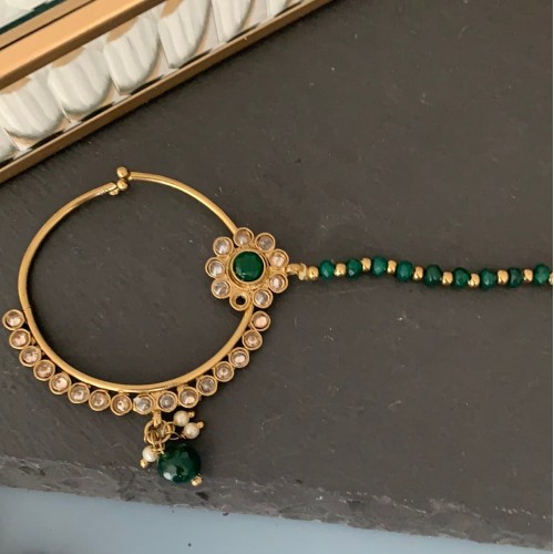 Green Nose Ring with chain