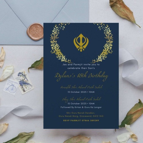 Sukhmani Sahib Invitations or Akhand Part Printed Invitations A5, Silk