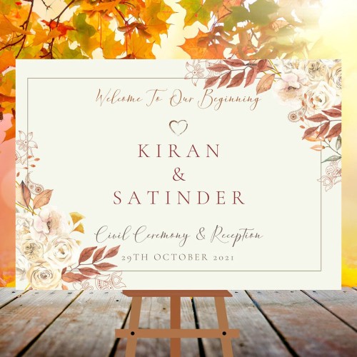 Rustic Elegance: Autumn Wedding Welcome Sign