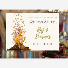 Krafty Kaur Foamex Lohri Welcome Sign | Celebration Styled A1 & A2 Sign for Greeting Guests