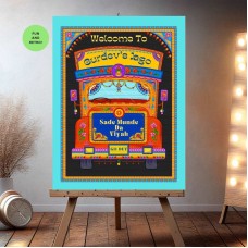 Punjabi Wedding Welcome Sign Truck, Retro, Sade Munda Da Viyah - Printed Sign