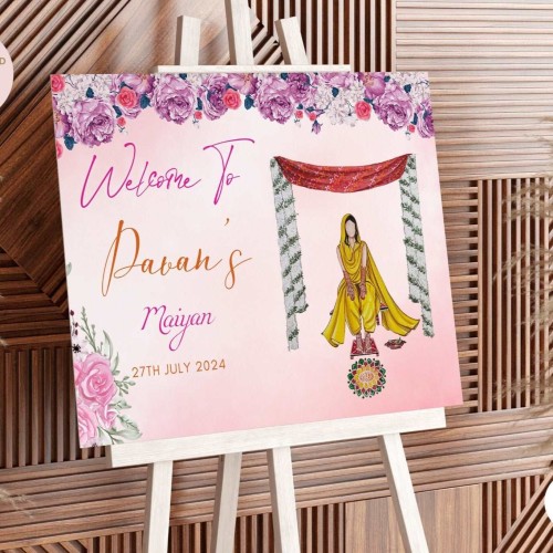 Maiyan Welcome Sign, Punjabi Wedding, Haldi Ceremony - Printed on Foamex, A1 or A2