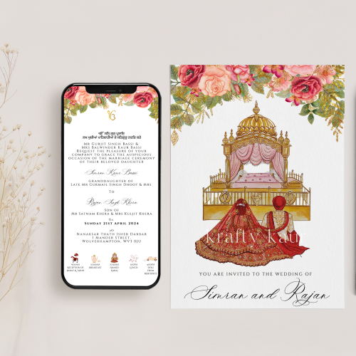 Anand Karaj Digital Invitation with Palki Sahib Design