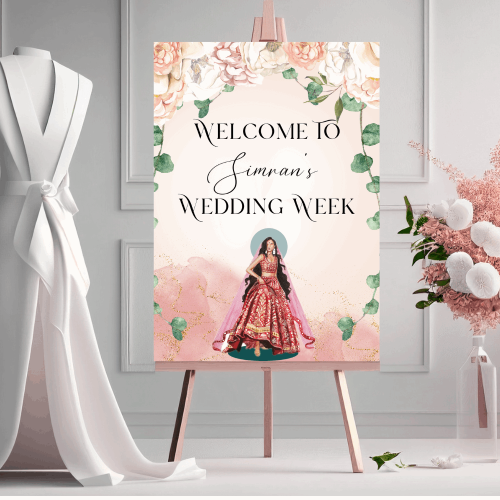 Indain Wedding Welcome Sign | Personalised | Printed