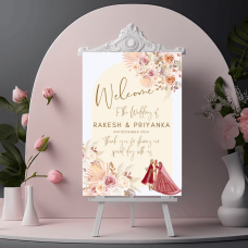 Indian Wedding Welcome Sign | Personalised | Illustrated Couple | Digital