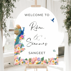 Peacock Welcome Sign | Floral | Personalised | Printed
