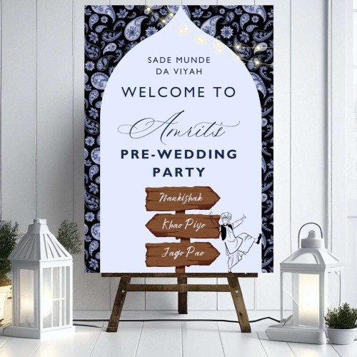 Punjabi Wedding Welcome Sign - Indian Wedding Sign | Jago Night Prewedding Sign | Digital File