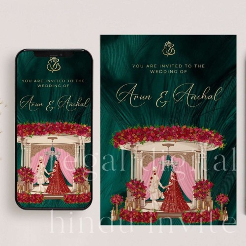 Contemporary Elegance: Hindu Mandap Wedding E-Invitation