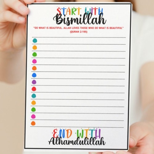 Start with Bismillah colourful A5 notepad - to do lists - islamic to do list- notepad gift - A5 to do list