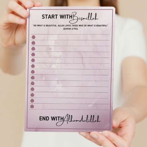 Start with Bismillah A5 notepad - to do lists - islamic to do list- notepad gift - A5 to do list