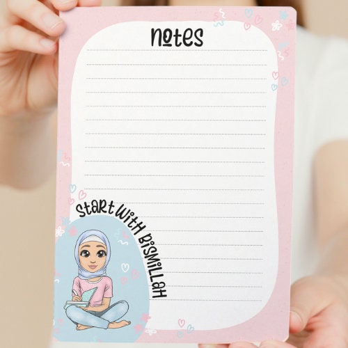 Start with Bismillah Hijabi Islamic Notepads - A5 - 50 sheets