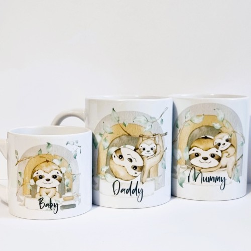 Sloth Family Mugs - new baby - new parents - gifting