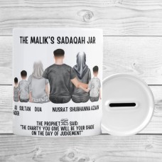 Islamic Personalised Family Sadaqah Jar - Money Box - Charity - Gifting
