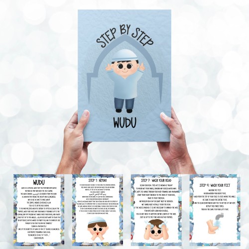 Wudu flash cards - boys and girls - islamic gifts - eid and ramzan gifts - learning