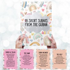 Digital Download Girls 18 Surahs flash cards - islamic gifts - eid and ramzan gifts - learning