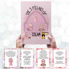 Digital Download Pink 5 Pillars flash cards - islamic gifts - eid and ramzan gifts - learning