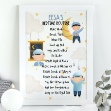 Islamic A4 Prints - Bedtime Routine and Sleeping Dua for Boys - Bedroom