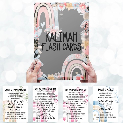 Digital Download Girls Kalimah flash cards - islamic gifts - eid and ramzan gifts - learning