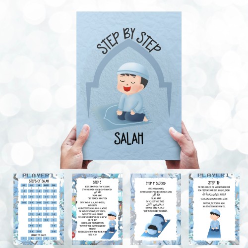 Digital Download Blue Salah flash cards - islamic gifts - eid and ramzan gifts - learning