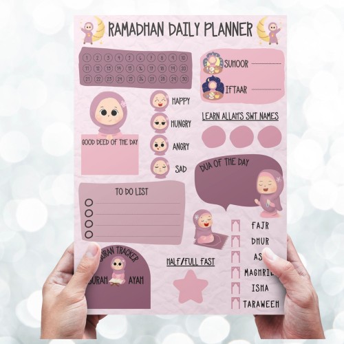 Ramadan A5 daily planner notepad - to do lists - islamic childrens daily planner eid gift