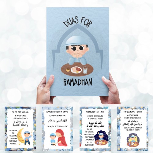 Ramadan Dua flash cards - boys and girls - islamic gifts - eid and ramzan gifts - learning