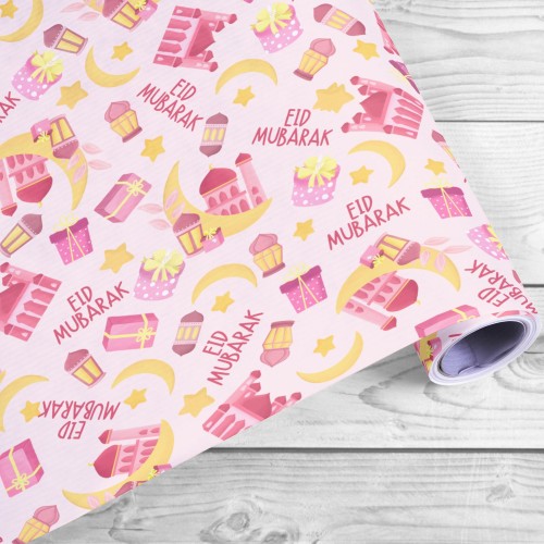 Eid Celebration Wrapping Paper Roll Muslim Childrens Gift Ramadan Kareem