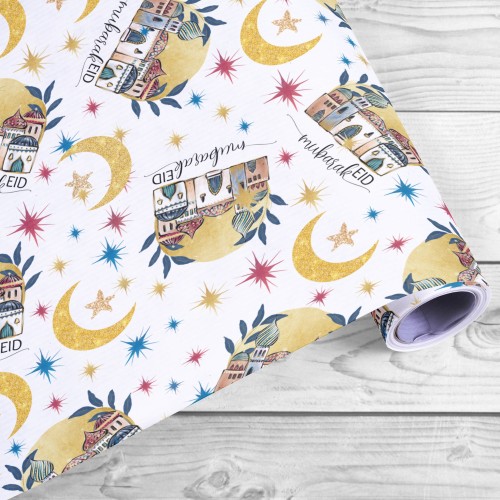 Eid Celebration Wrapping Paper Roll Muslim Gift Ramadan Kareem Mosque