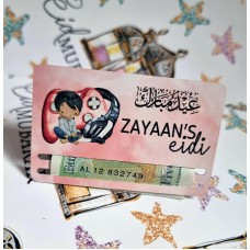 Personalised Eidi Money Metal Card Muslim Eid Ramadan Gift for Children