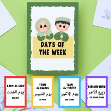 Arabic days of the Week flash cards - Islamic learning madrassah and mosque gifts - eid gifts a6
