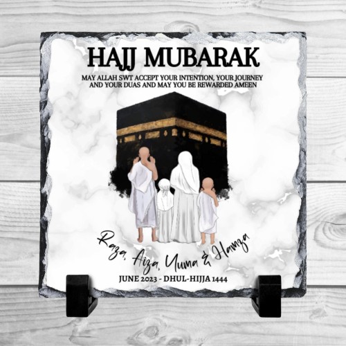 Personalised Hajj Mubarak , Umrah Kaaba Eid Muslim Gift Slate