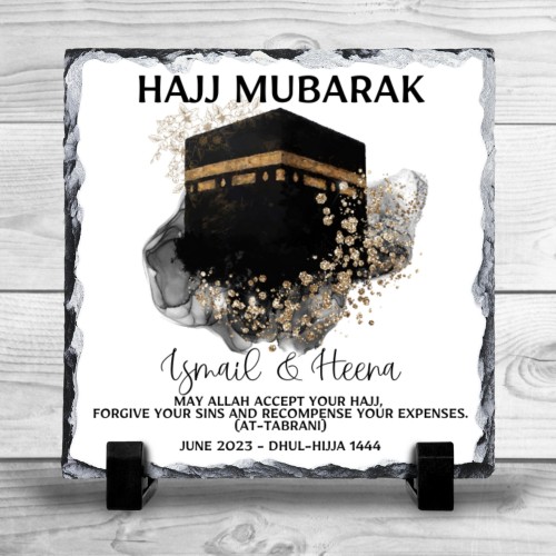 Personalised Hajj Mubarak , Umrah Kaaba Eid Muslim Gift Slate