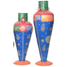 Set of 2 Handmade Metal Flower Vase in Multi Colour