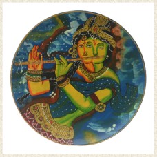 Hand Painted Wooden Art Plate - 12 Inches with 2 Featured Gods