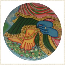 Hand Painted Wooden Wall Plate - 12 Inches with Male and Female Design