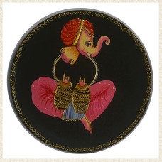 Hand Painted Wooden Wall Plate of Lord Ganesha