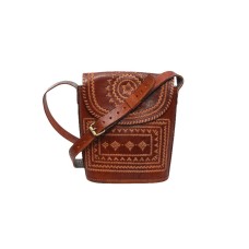 Brown Goats Leather Shoulder Handbag
