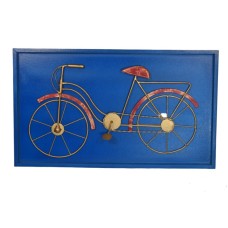 Handmade Metal Bicycle in a Blue Wooden Frame