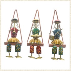 Set of 3 Musicians Sat with Legs Dangling Made in Metal