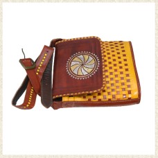 Bold and Beautiful Brown and Yellow Leather Bag