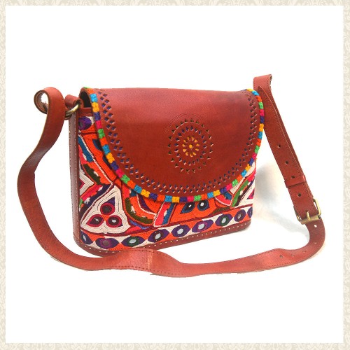 Unique Handmade Leather Bag with Abla Embroidery