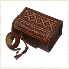 Handmade Brown Box Bag With Strap